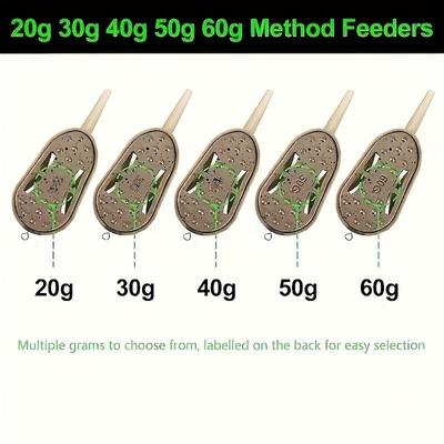 2/5 Adet 20G/30G/40G/50G/60G Method Besleyici Balıkçılık Inline Besleyici Sazan Balıkçılığı Besleyici Cihaz Kiti Besleyici Sazan Balıkçılığı Saçlı Rigler