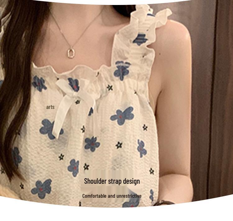 Süßes Mädchenhaftes Prinzessinnen-Nachthemd mit Brustpolstern - Lockerer Umstandssommerpyjama