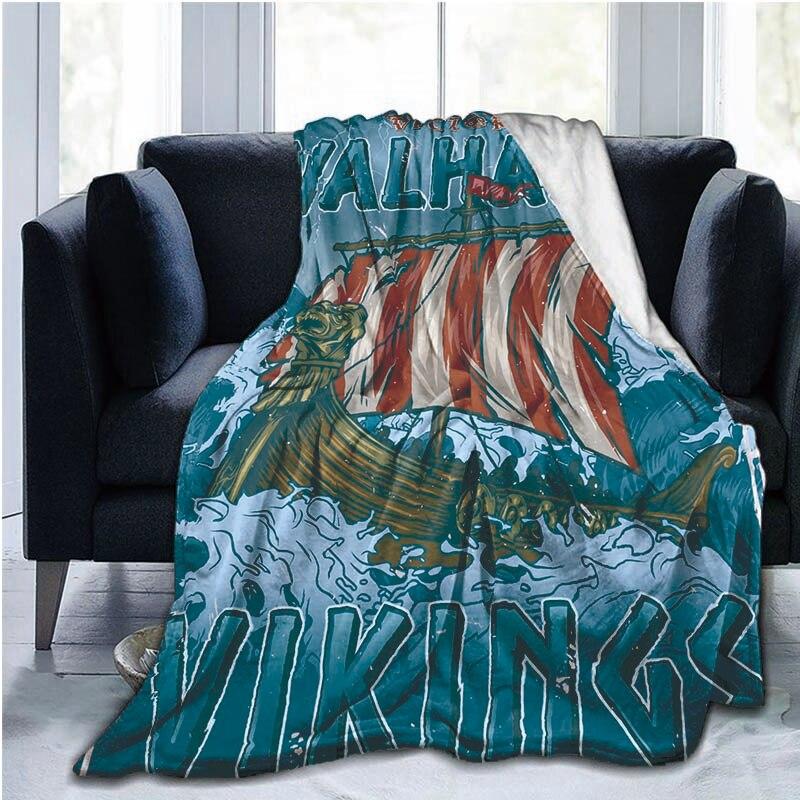 The Vikings Ancient Scandinavian Norse Runes Axes 3D Soft Throw Blanket  Lightweight Flannel Blanket
