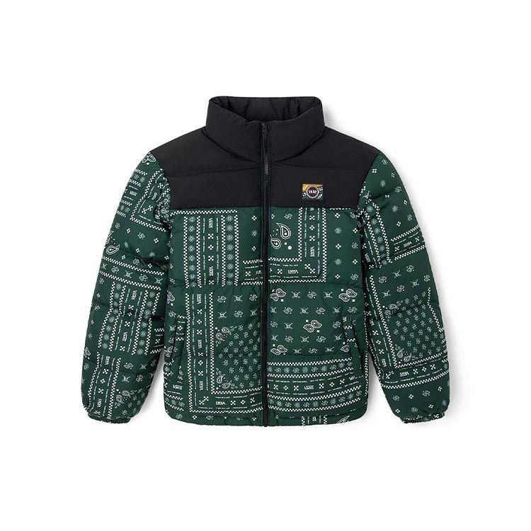 Vans Color Block Floral Print Down Jacket Men Outerwear Green VN0A5F75CX9