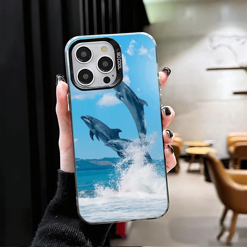 Ocean Cute Dolphin Shockproof Phone Case for iPhone 17 Air 16 16E 15 Pro Max 14 Plus 13 Mini 12 Back Cover Anti Fall Fundas
