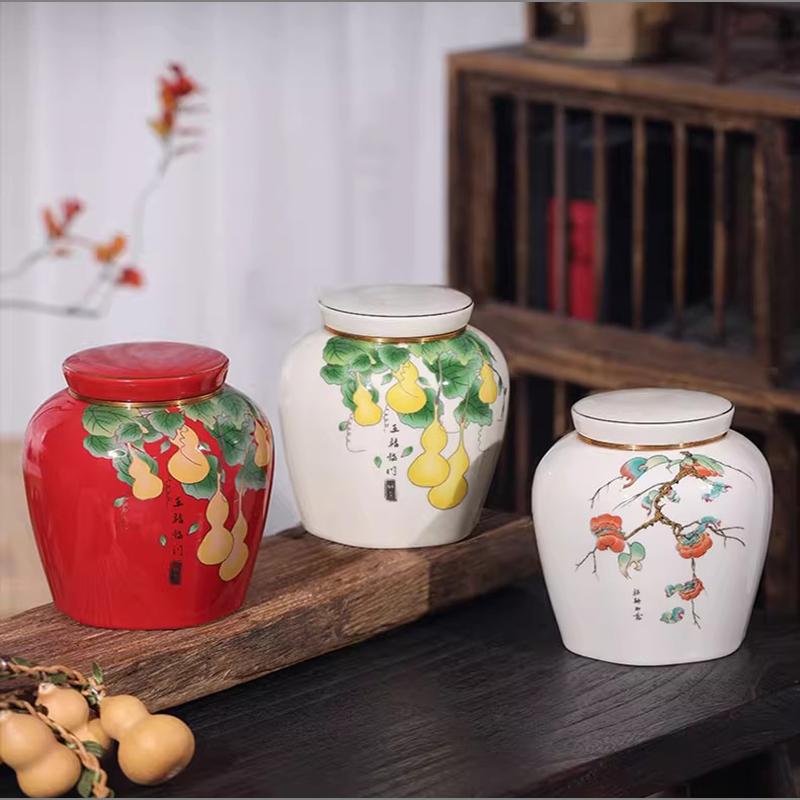 Ceramic Tea Jar Portable Nut Coffee Bean Medicinal Material Storage Jar Kitchen Moisture Proof Storage Container Tea Compartment