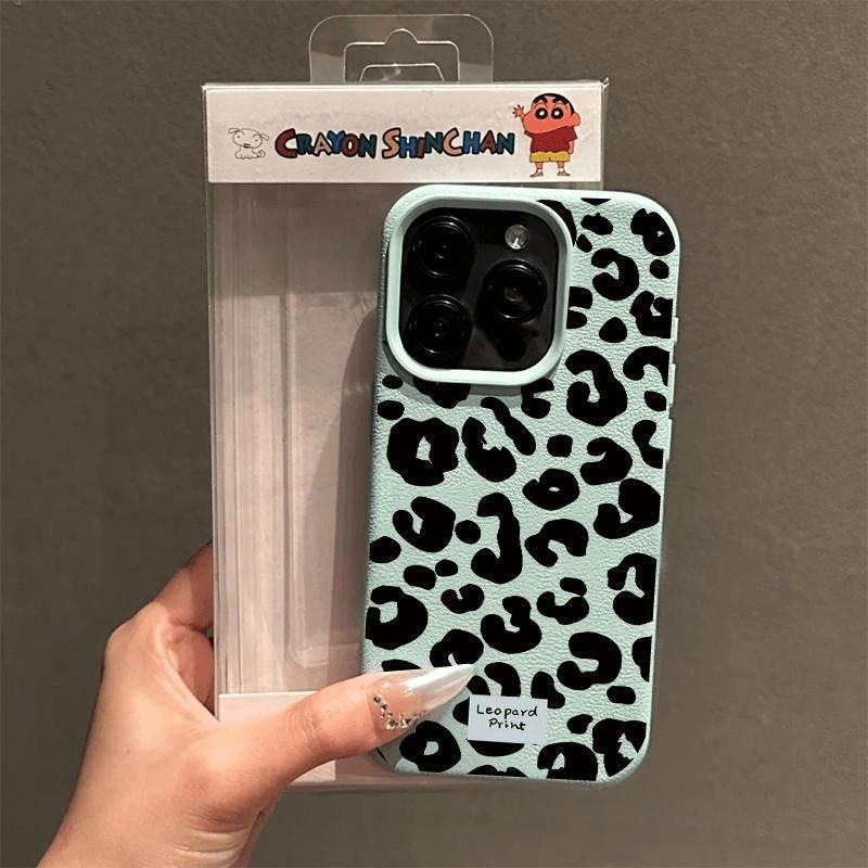 Black Leopard Print Lichee Pattern Phone Case For iPhone 17 16 15 14 13 12 11 Pro Max X XR XS Max 16 15 14 Plus Shockproof Cover