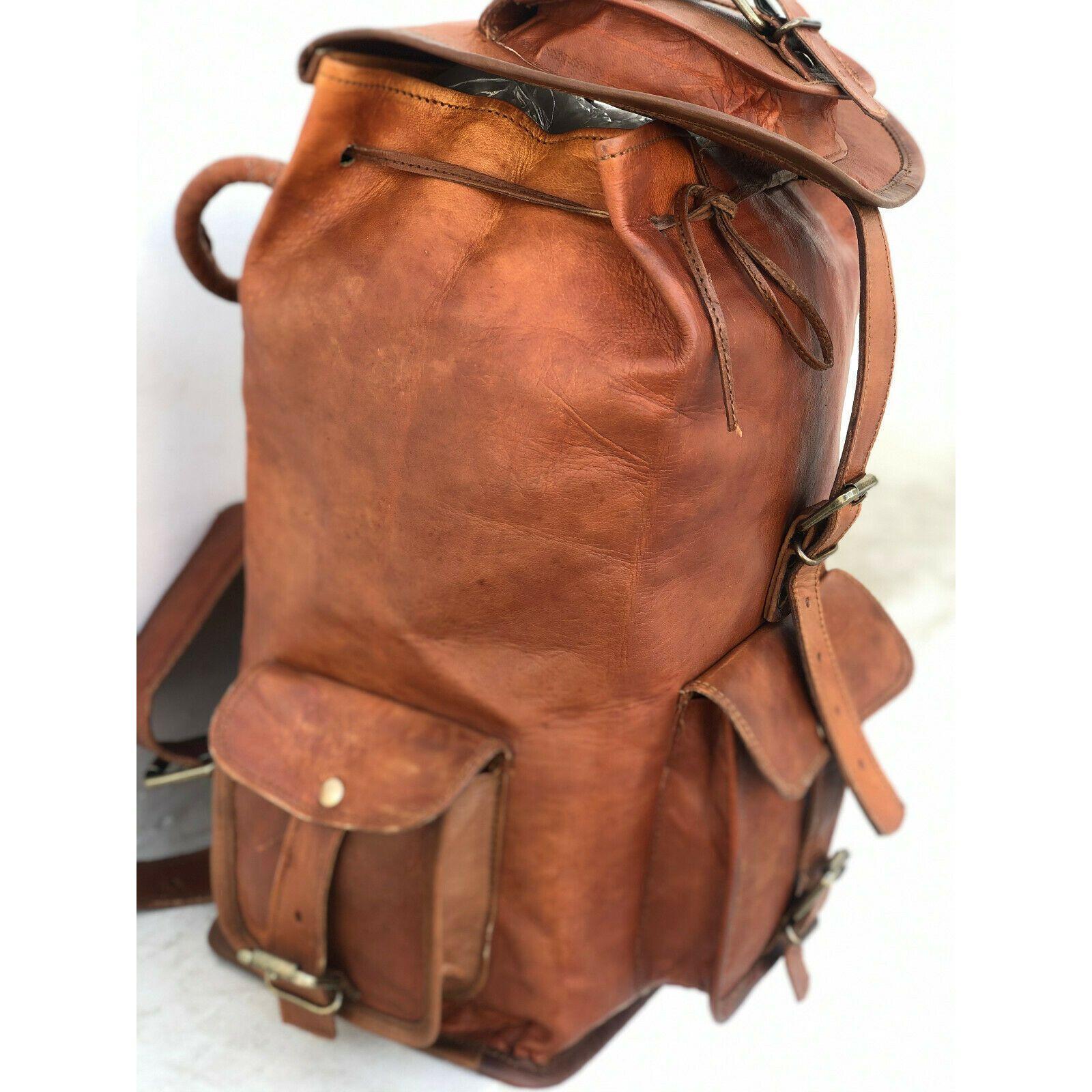 Большой мужской винтажный рюкзак из натуральной козьей кожи — фото 6