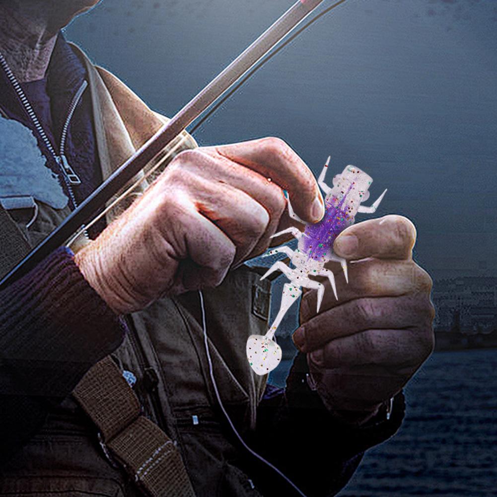 Float Fishing Soft Lure with  Sequins Small Paddle T Tail Bait PVC TPR Artificial Floating T Tail Bait for Bass Fishing