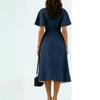 Ladies' Casual And Fashionable Color Cotton And Linen Dress