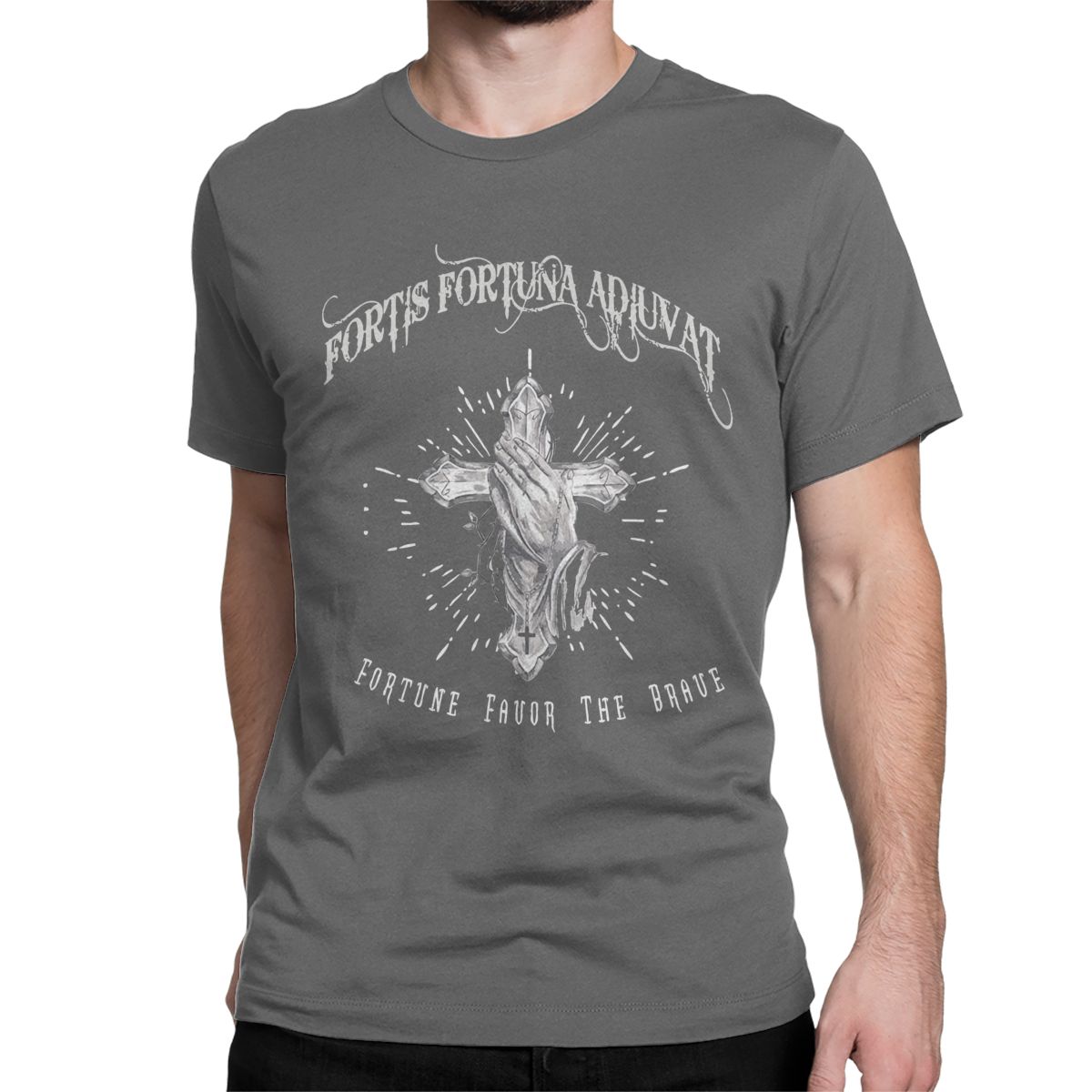 

John Wick Fortis Fortuna Adiuvat Cross And Hand Tattoo T-Shirt Men Women Cotton Tees Short Sleeve T Shirt Plus Size Clothes 2XL
