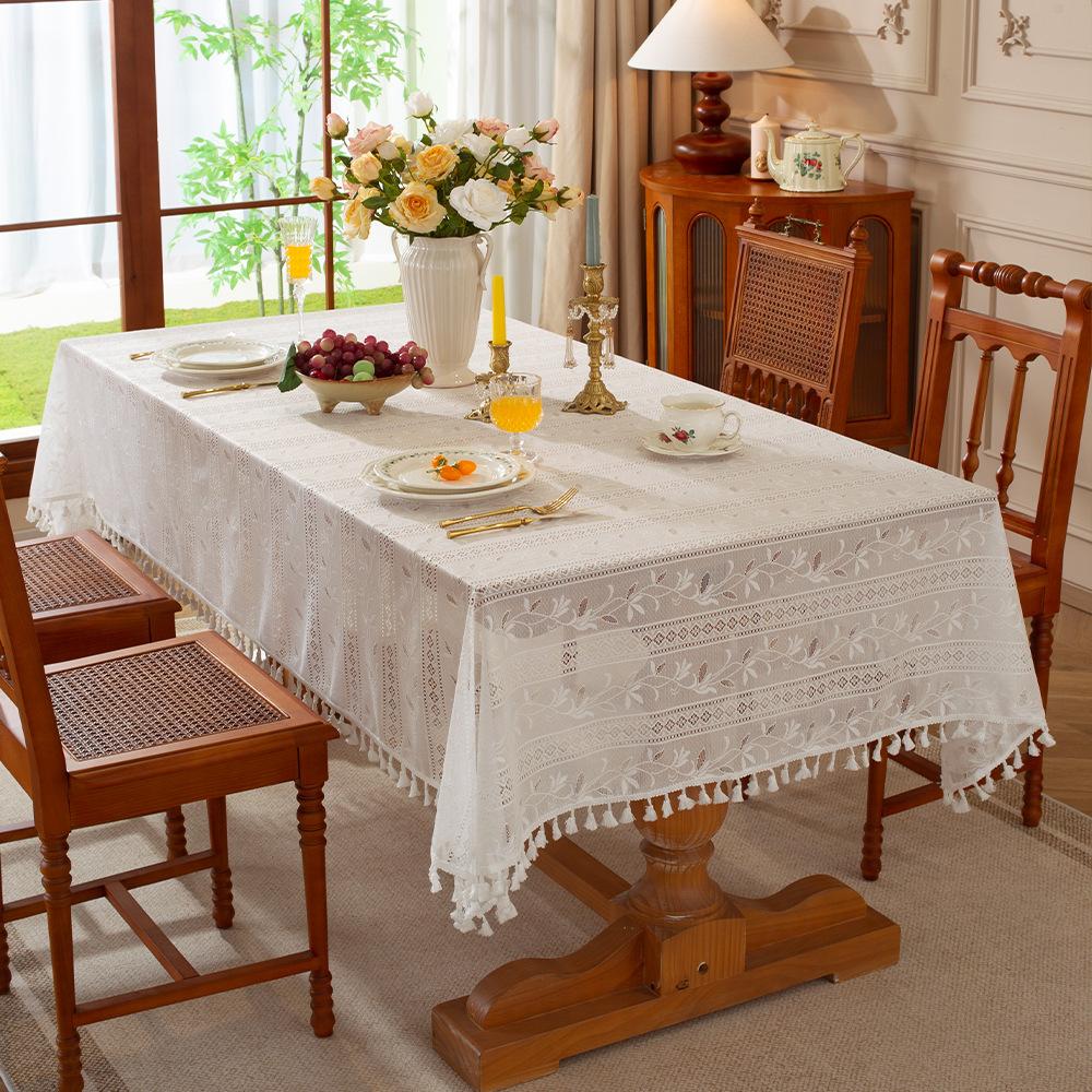 Yingchuang French Lace Tablecloth Relief Pattern Decoration Tv Cabinet Cover Cloth Restaurant B & B Hotel Fringed Table