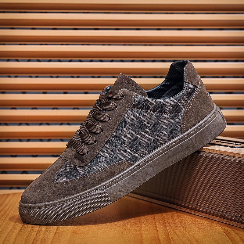 Board shoes men's European station men's shoes men's board shoes low-top plaid lace-up casual shoes versatile shoes men's trendy men