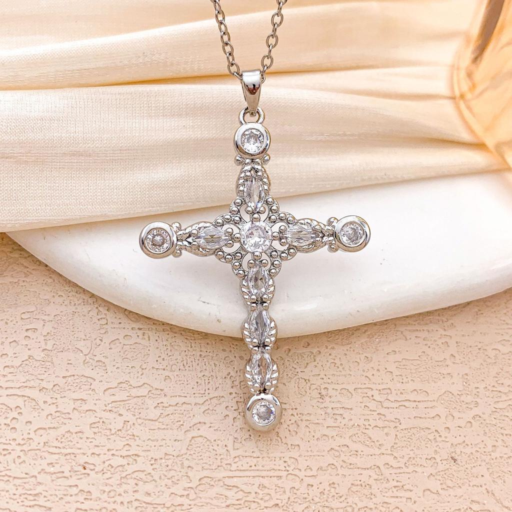 Necklace Cross ins Punk Cross Necklace Accessories Women's Fashion Personality Niche Design Copper Inlaid Zircon Accessories Women