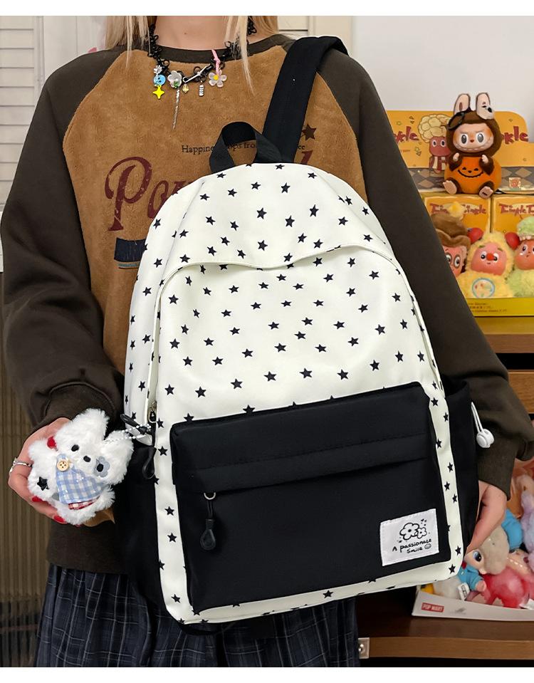 Schoolbag a junior high school bag student ins large capacity star backpack fresh and cute lightweight versatile backpack