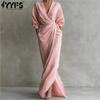 Mode femme été printemps couleur unie imprimé manches 3/4 col en v taille haute robes décontractées