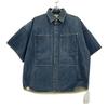 JIL SANDER+ 25Stainless Steel J40DL0157 Blue Navy Cotton Washed & Bleached Short Sleeve Denim Shirt tops S blueUsed