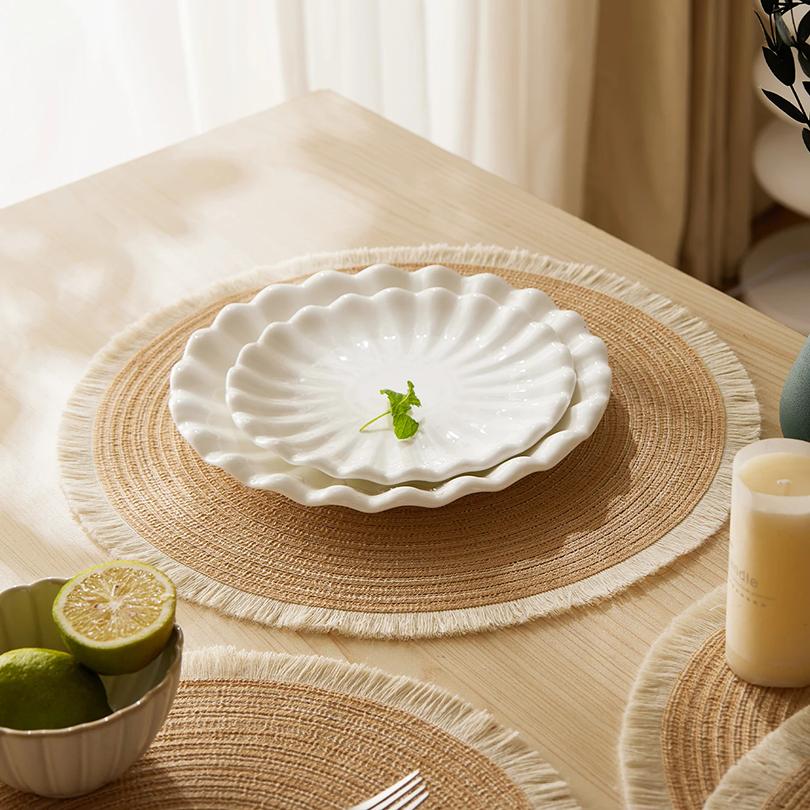 1pc Hot Selling Fringe Eco-friendly Household Non-Slip Heat-Resistant Morden Style Table Placemat Washable Mat For Dining Table