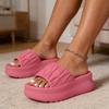 Women's Platform Slippers Summer Thick-Soled Solid Color Soft-Soled Sandals Round Toe Comfortable Casual Outfits With Soft Sole For Daily Errands