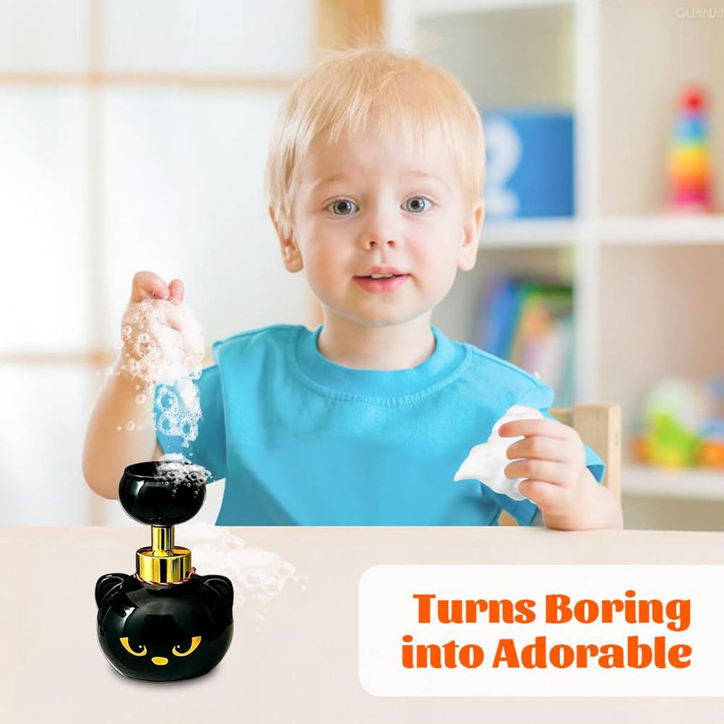 Cats Paw Print Soaps Pump Bottle Black Cat Foaming Pump Bottle Halloween Cat Paw Foaming Soap Dispenser for Bathroom Kitchen