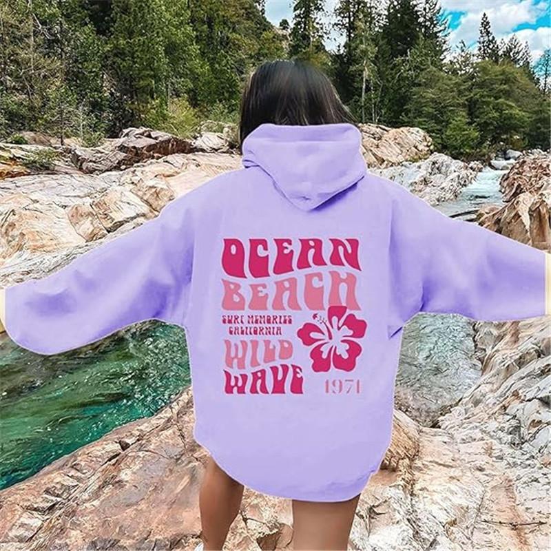 New S--5XL European Size Women's Shoulder Sleeves Threaded Cuffs Hem Sweater Hoodie Oversized Letter Printing