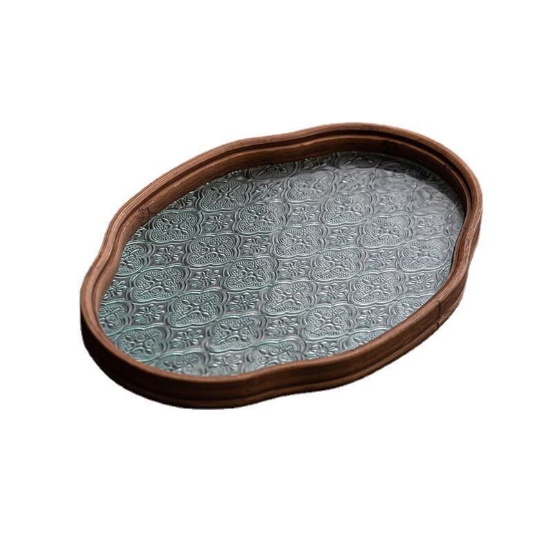 Begonia Flower Glass Dry Tea Tray