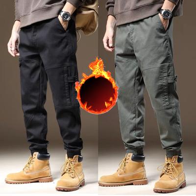 2024 New Men's Autumn and Winter Plush and Thick Loose Oversized Warm Casual Pants Cargo Pants