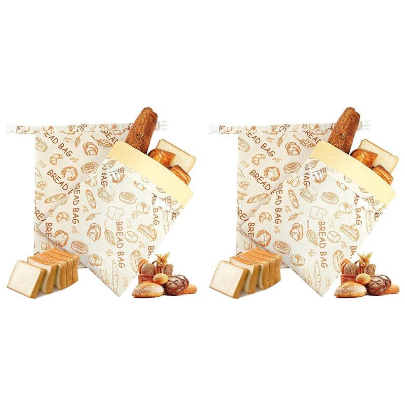HHO-Reusable Beeswax Bread Bags(4 Pack), Beeswax Bags For Sourdough/Homemade Bread, Natural Cotton Bees Wax Bag