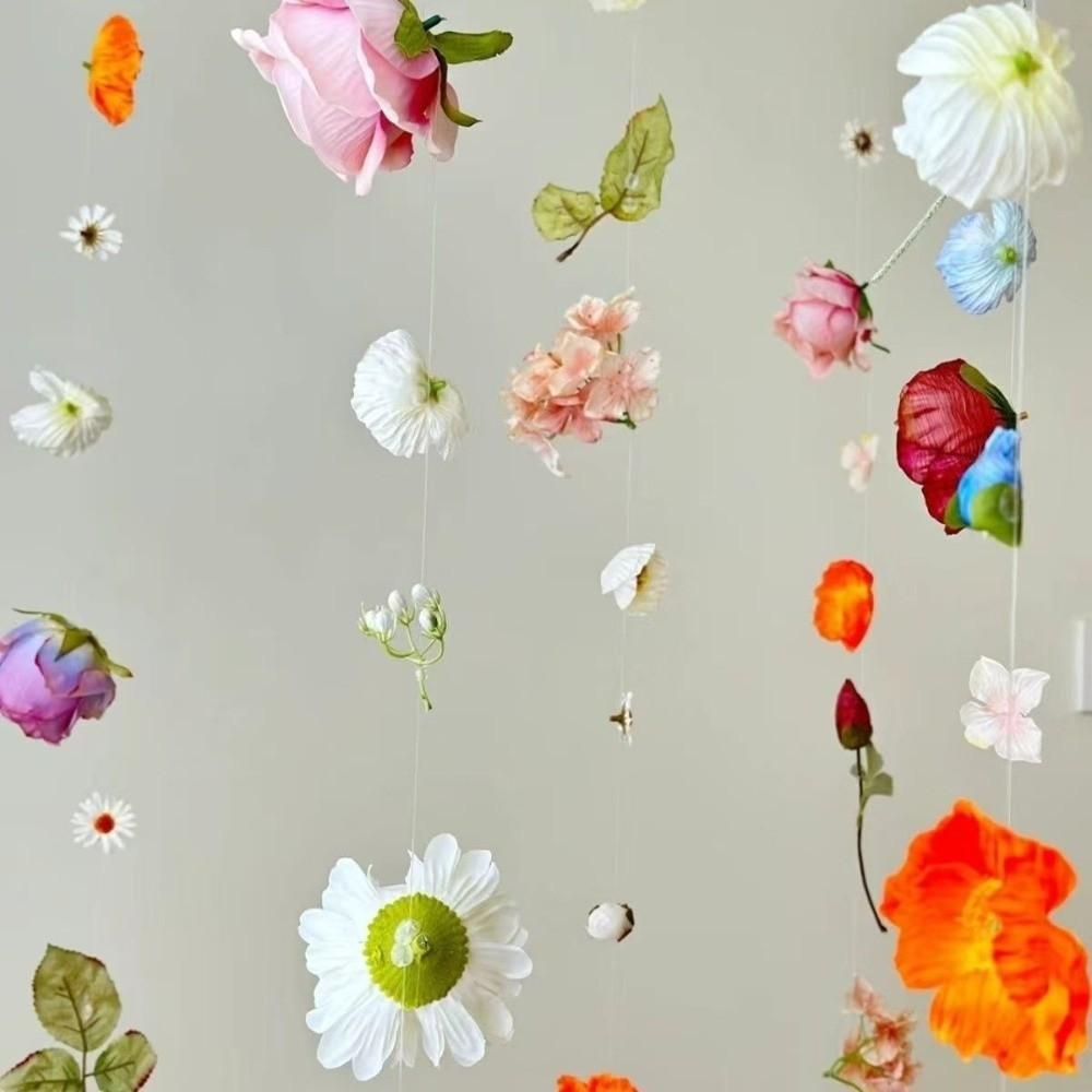 Romantic Artificial Floating Flower Curtain Simulated Flower Flower Door Curtains  Wedding Decor