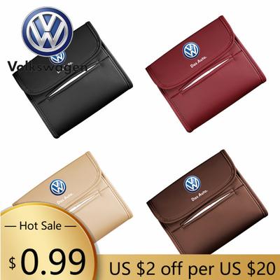 For VOLKSWAGEN VW New For VW Volkswagen Jetta Golf Beetle CC GTI Polo Passat PU Leather Car Tissue Box Paper Towel Bag Hanging S