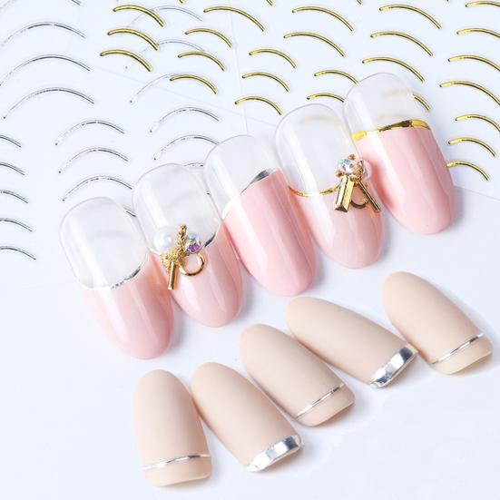 Nail Strip Half Moon Shape 3D Effect Ultra Thin Rose Gold Striping Tape Manicure Design Lines