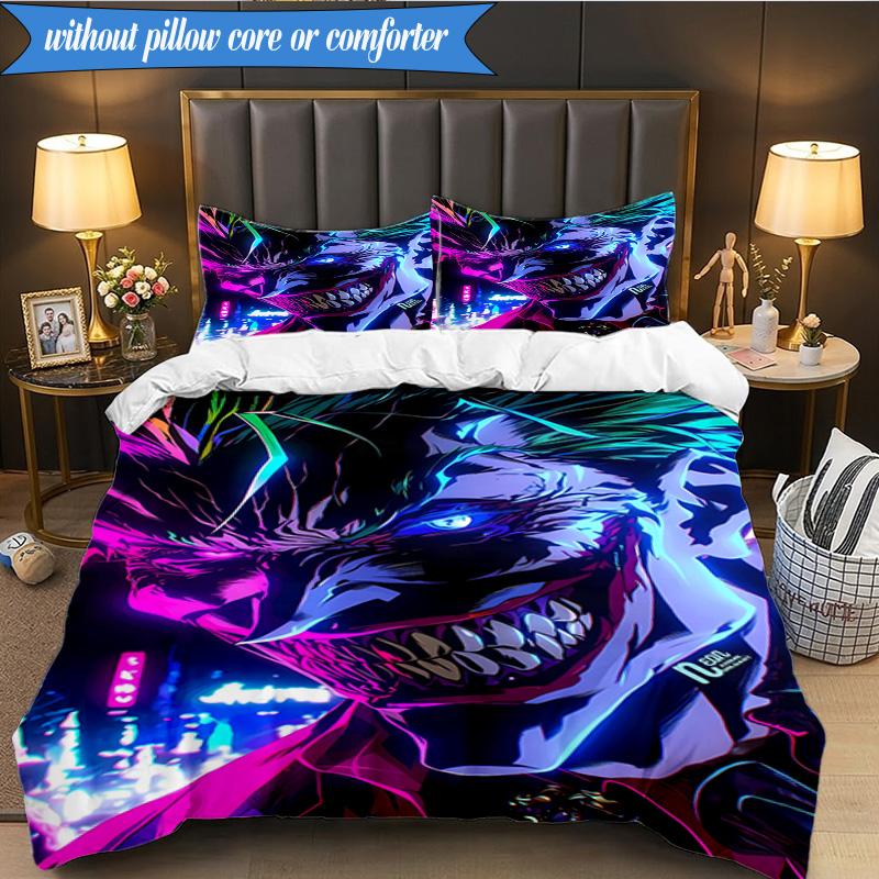 3PCS The clown's Fiery Rise Bedding Set,Including 1pc Duvet Cover And 2pcs Pillowcases Perfect for Bedroom, Dormitory, Fan Christmas gift