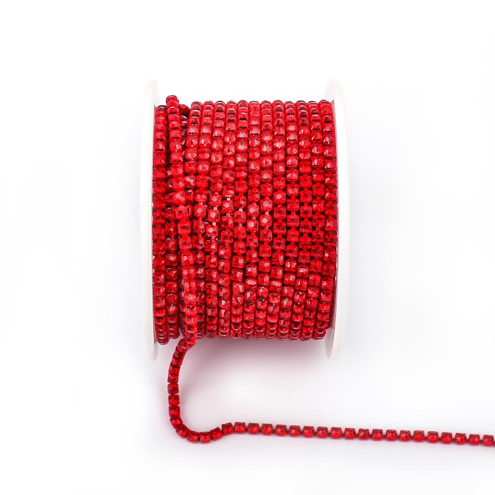 Electroplated Glass Rhinestone Single Row Claw Chain for DIY Costume Accessories