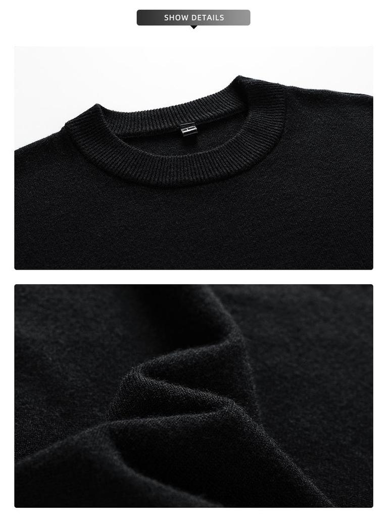 Korean Style Slim Fit Anti-Pilling Wool Sweater - Youth Casual Round Neck for Autumn & Winter