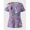 New Women's Scrubs - Valentine's Day 3D Heart Print V-Neck Work Uniform with Functional Patch Pockets Surgical Uniform Woman