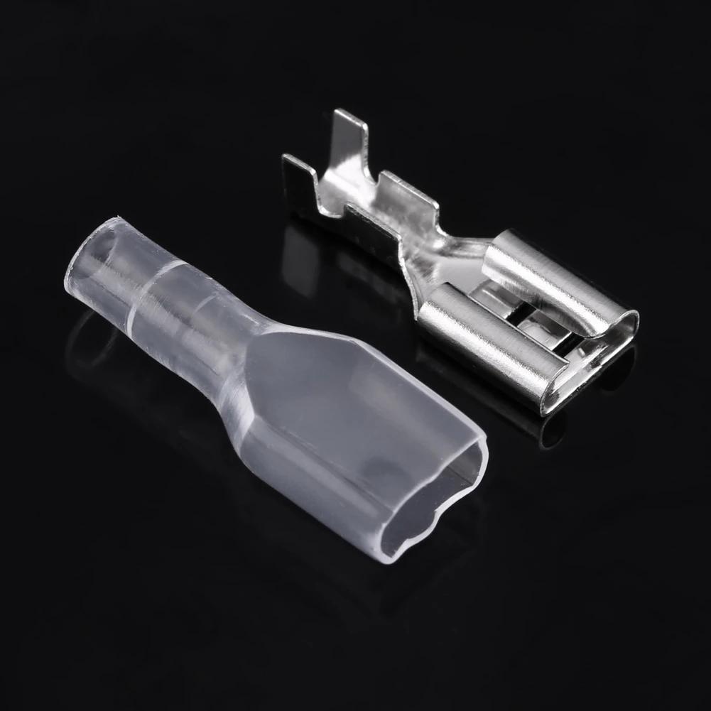 4.8mm Crimp Terminal Male Spade Connector Wire Crimp Terminal Block Kit With Insulating Cover For Car Scooter Boats