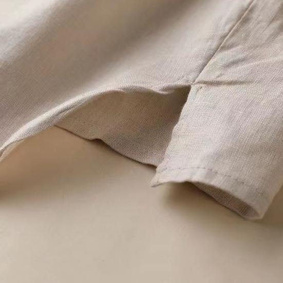 Women Retro Casual Shirt O-neck Lantern Long Sleeve Single Breasted Shirt Top Splicing Design Loose Fit Solid Color Blouse