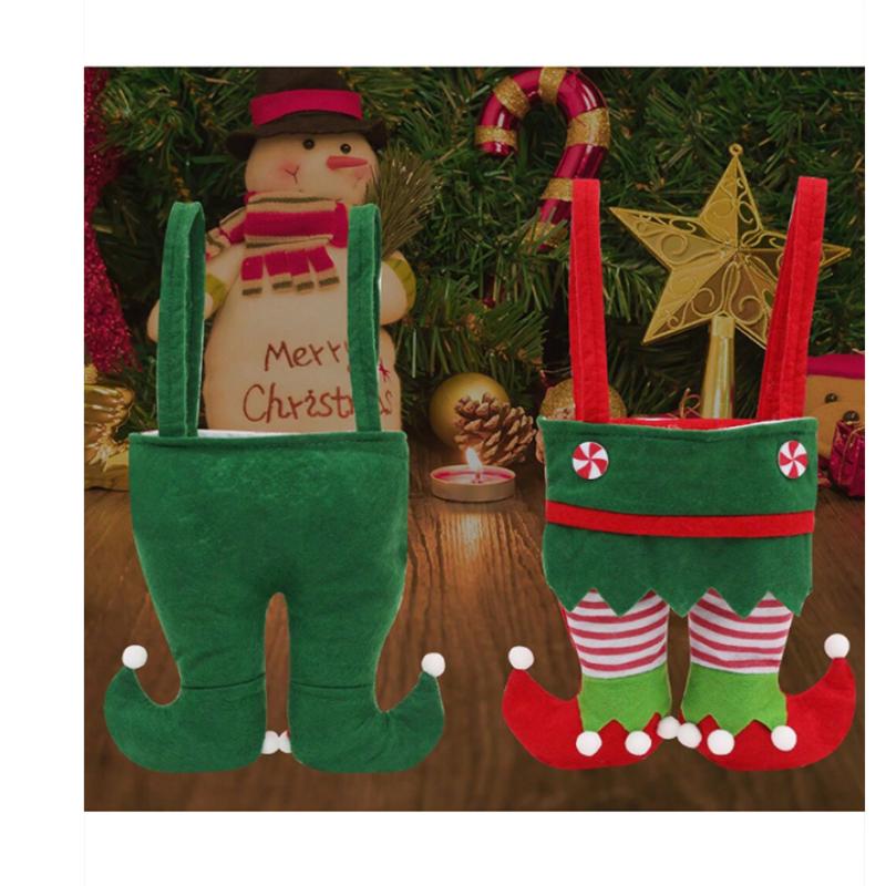 Christmas Stocking Gift Bag Holiday Decoration Christmas Hanging Ornament Santa Claus Candy Bag