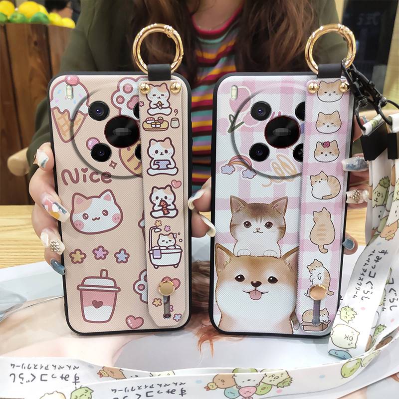 Cartoon Ring Phone Case For ZTE Blade V70 Max/Nubia V70 Max Shockproof Wristband Phone Holder Wrist Strap Silicone Cute