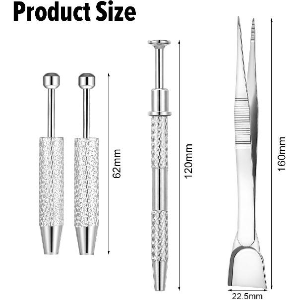 4Pcs Grabber Tool Holder Set, Jewelry Pick up Tool 4 Claw Piercing Ball with Prongs Diamond Claw Precision Stainless Steel for Tiny Objects IC Chip