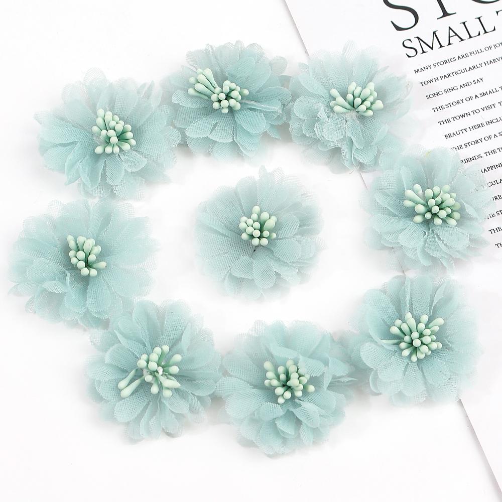 5/10Pcs Chiffon Yarn Artificial Flowers 4CM Fake Flowers for Home Room Decor Garden Wedding Decoration DIY Craft Gifts Accessory