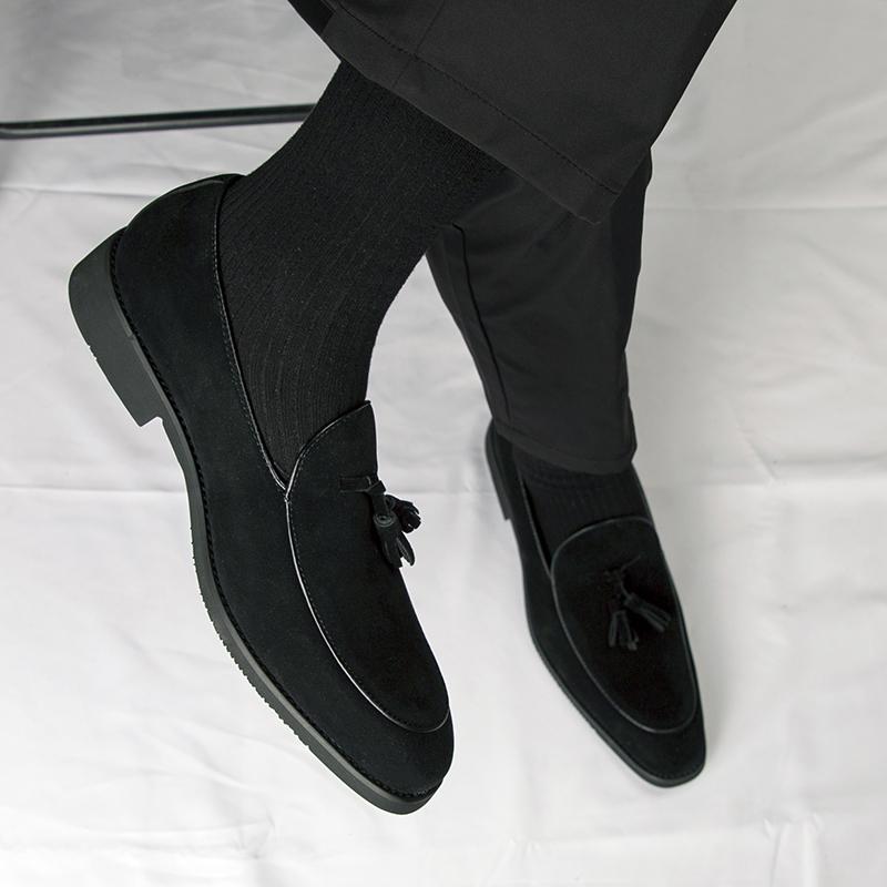 Fashion British Style Men's Pointed Tassel Casual Leather Shoes Fashion Brand Suede Leather Comfortable Formal Business Leather Shoes