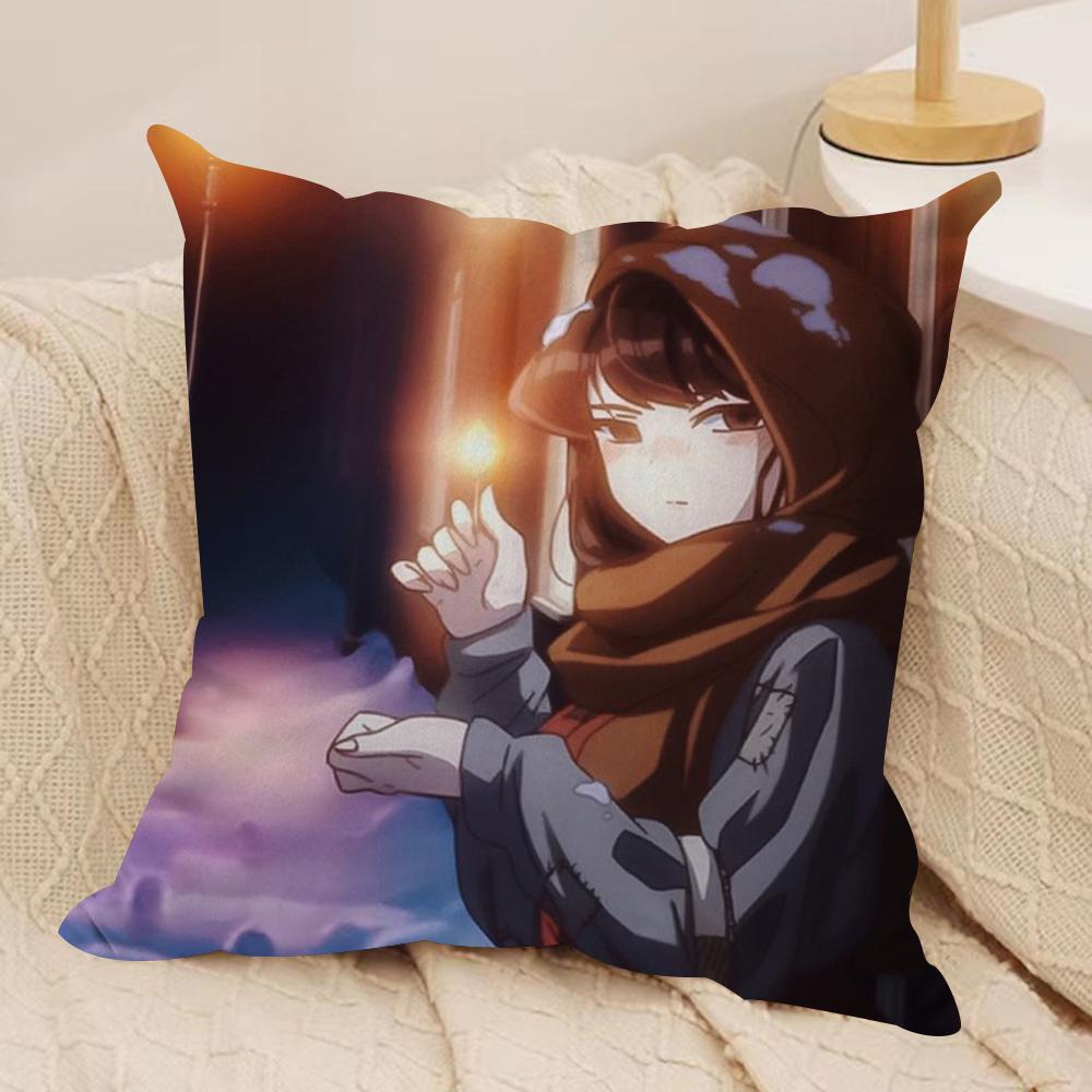 K-Komi Can't Communicate Cushion Cover Silky Short Plush Double-Sided Printed Pillow Case for Sofa All Seasons Home Decor Gift