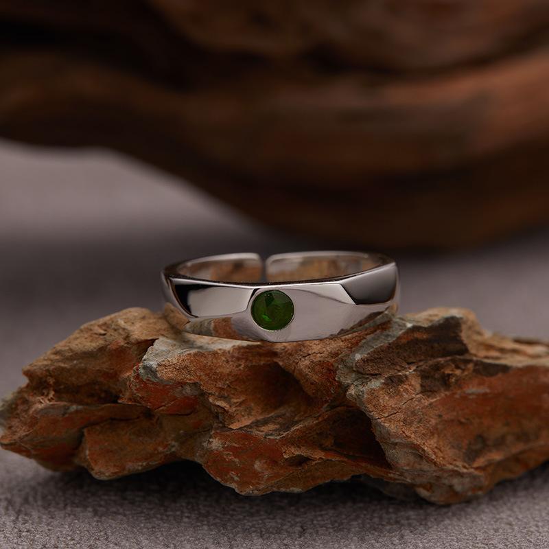 S925 Sterling Silver 18K Natural Sapphire Citrine Limestone Colored Treasure Ring Does Not Fade Niche High Sense