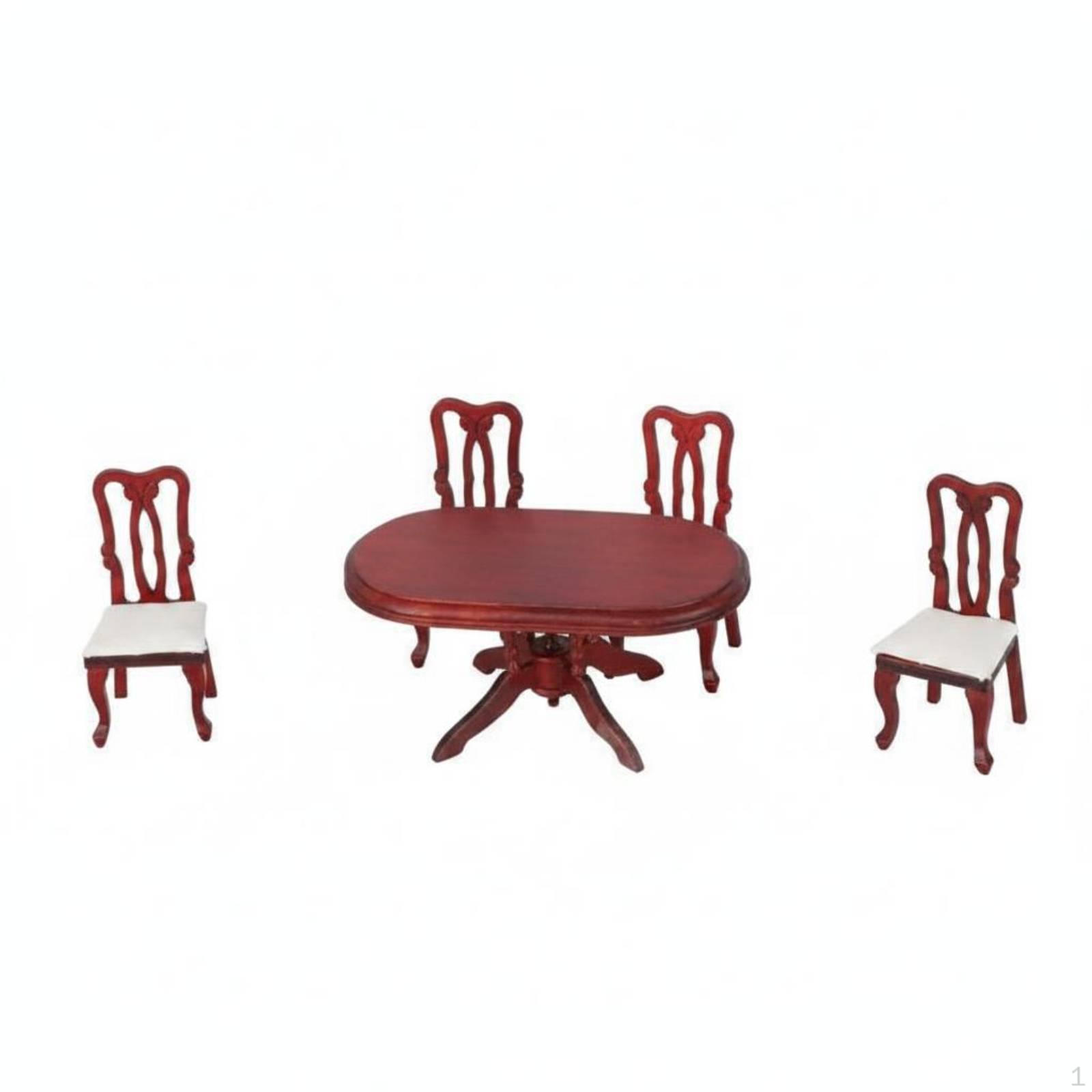 Dollhouse Dining Room Furniture Retro Set European Style 1:12 Scale Table Chairs