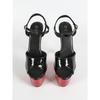 Damen Sexy Schwarze Lackleder Stiletto Sandalen - Extra Hohe Absätze 17CM, Wasserdichte Himmelhohe Sommer Party Pantoletten, Ultra Dünne Absätze