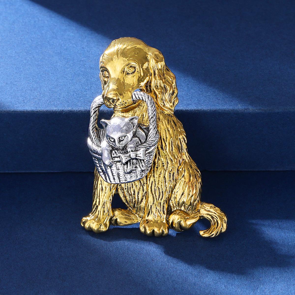 Retro Cartoon Dog Cat Brooch Pin Simple Fashion Unisex Jewelry for Men Women Cute Enamel Badge Clothing Accessories