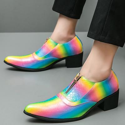 Nuove Scarpe da Uomo Colorate di Lusso con Tacco Alto Mocassini in Pelle con Fantasia Coccodrillo Uomo Designer Eleganti Appuntite da Festa Matrimonio Oxford