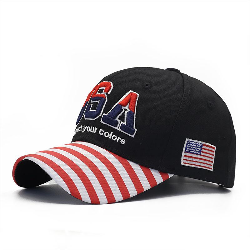 Hat Embroidered American Flag Brim Printed Baseball Cap Classic American USA Embroidered Cap
