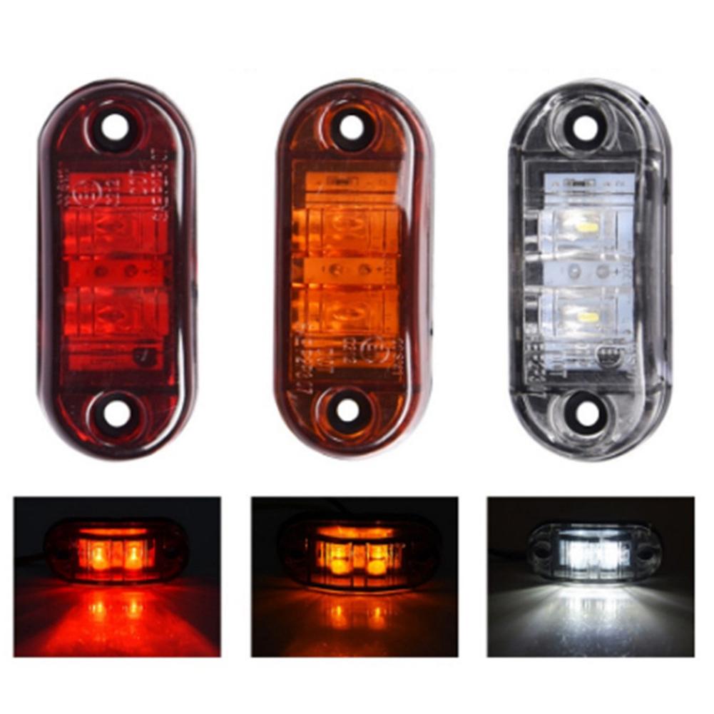 2PCS 12V 24V LED Side Marker Lights Warning Tail Light Auto Car External Lights Trailer Truck Lorry Yellow Orange White Red