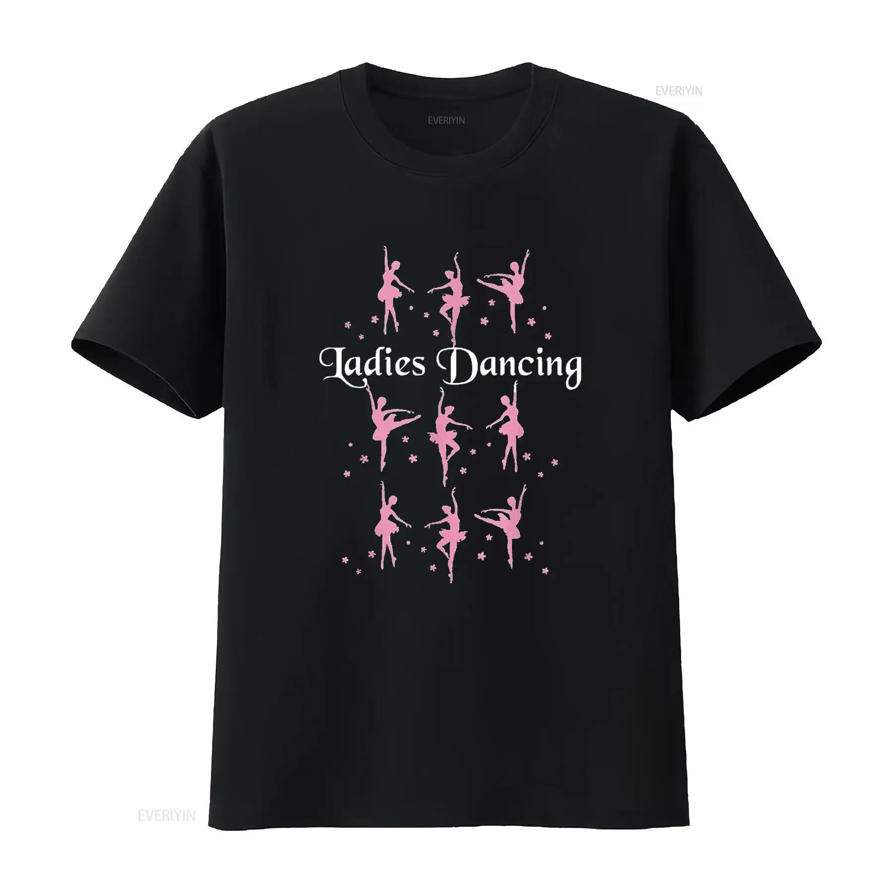 

Womens Nine Ladies Dancing T Shirt Funny Christmas Black Medium Vintage Washed Versatile Casual Graphic Designer Clothes - Me... S разноцветный