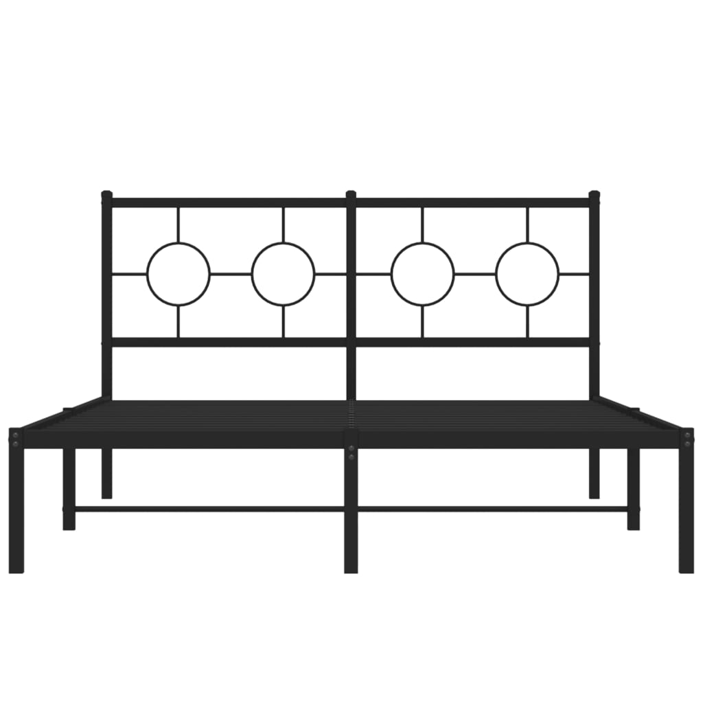 Metal Bed Frame with Headboard Black 135 X 190 Cm
