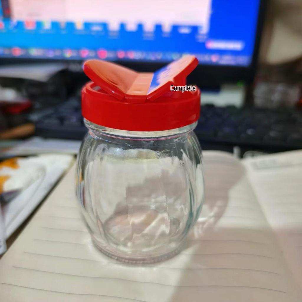 Transparent Glass Seasoning Jar with Open-Hole Lid for Kitchen Condiments