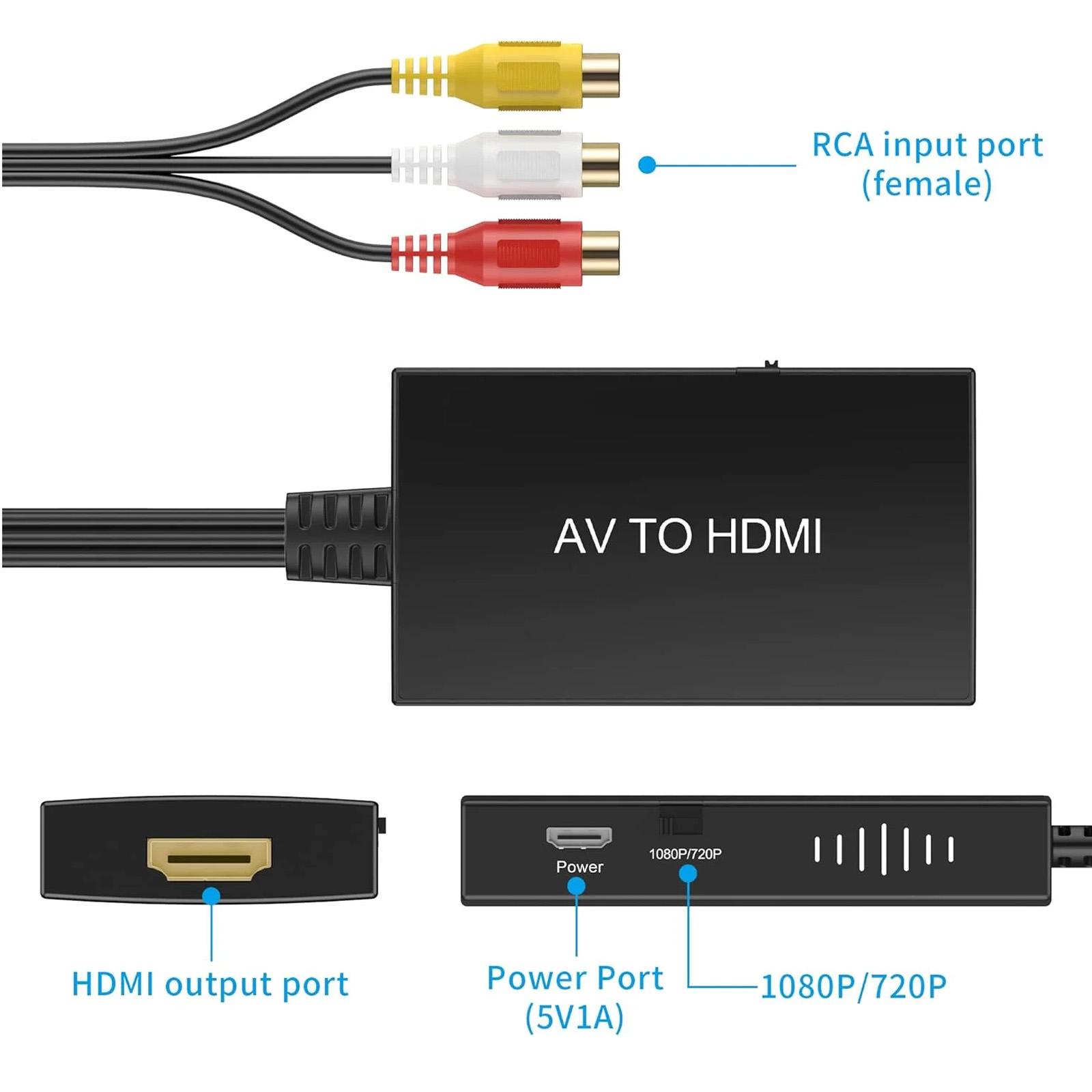 

RCA To Converter, Composite To Adapter Support 1080P /NTSC Compatible With One, , , STB, , VHS, VCR, Blue-Ray DVD Players one size